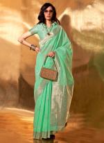 Georgette Green Wedding Wear Hand Woven Saree